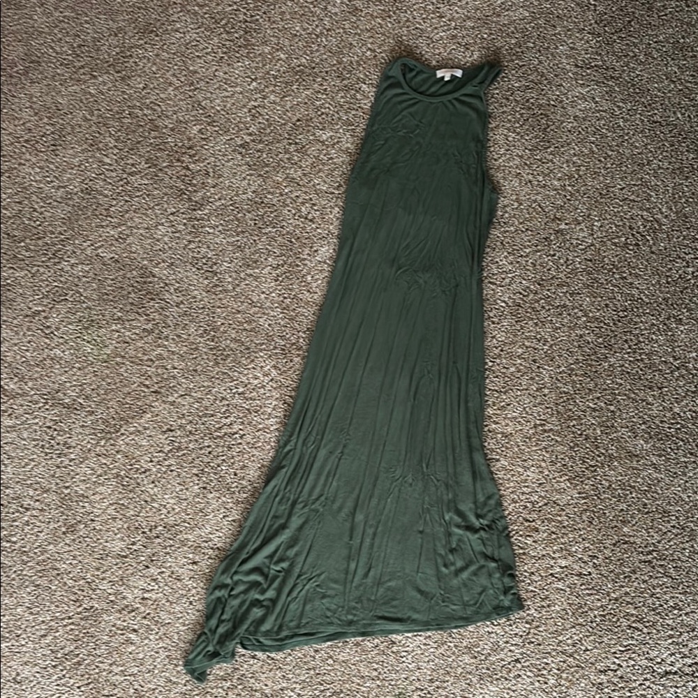 Anthropologie Green Asymmetrical Open Back  Tank Dress